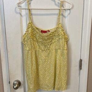 Elle Yellow White Ruffle Floral Tank Top - Large - NWT